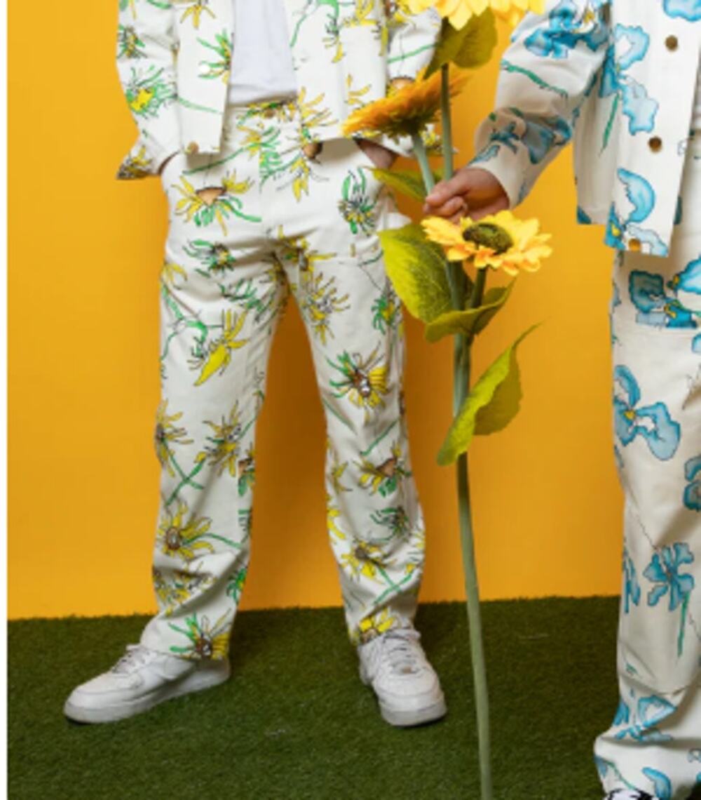Keith Kelly Men's White Sunflower Double Knee Work Pants Size XXS $165
